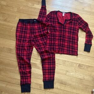 Victoria's Secret Red and Black Plaid Pajama Set